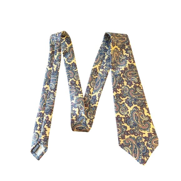 Vintage Cliveden Mens Neck Tie 100% Silk Blue Paisley Made In Scotland - Picture 2 of 3